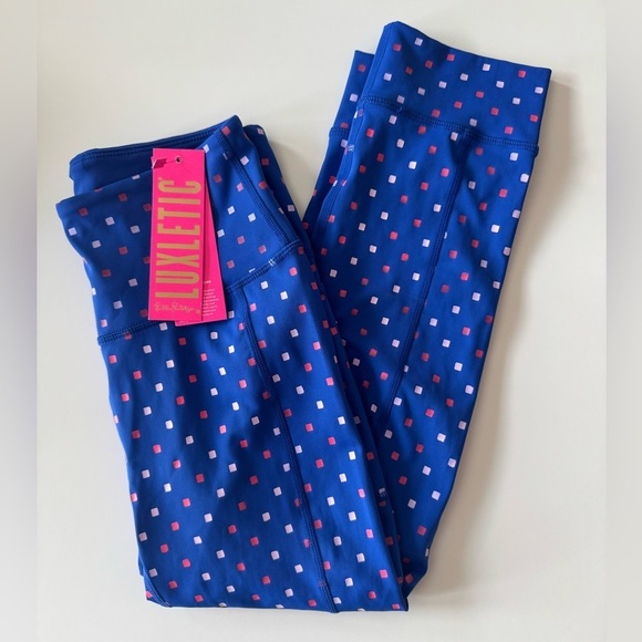 Lilly Pulitzer Pants - Lilly Pulitzer Luxletic High Rise Cropped Leggings NWT Size XS Borealis Blue